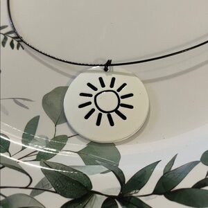 Black and White Sun Pendant Necklace